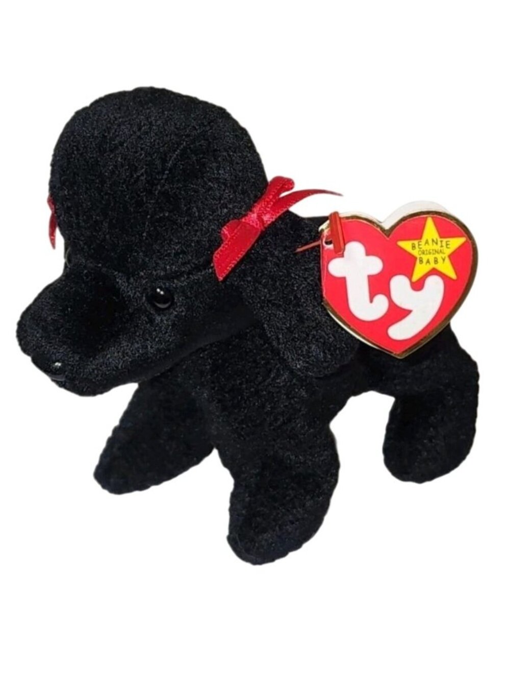 Ty Beanie Babies Gigi The Black Poodle MWMT Red Bows Plush 1997 Retire 04/07 DOB